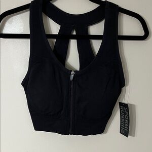 Black Zip-Up Crop Top